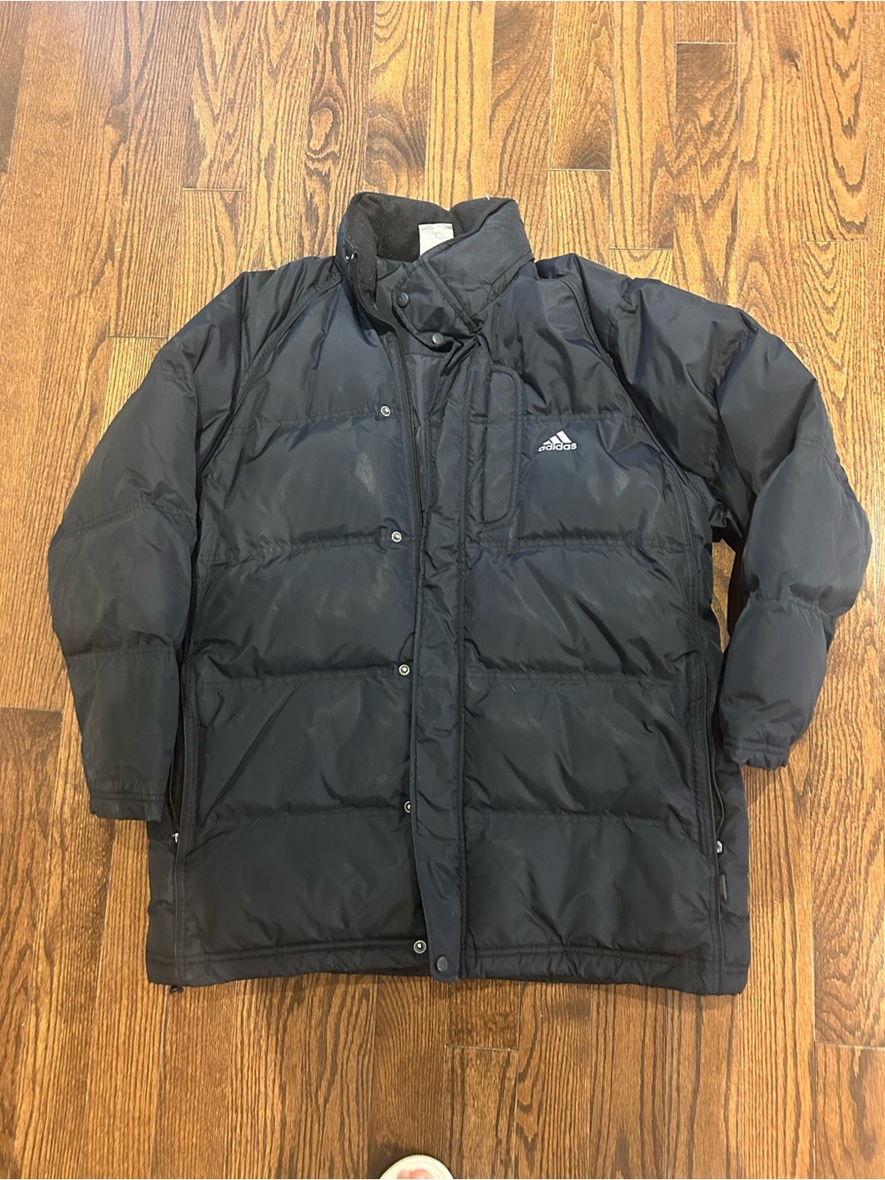 adidas Men's Black Down filled Quilted Puffer Jacket with Logo